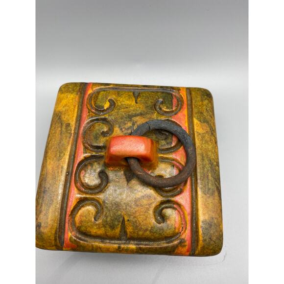 Bagni Orange Sea Garden Box Metal Pull,Bagni For Raymor,Ceramic Trinket Box MCM - Picture 6 of 10